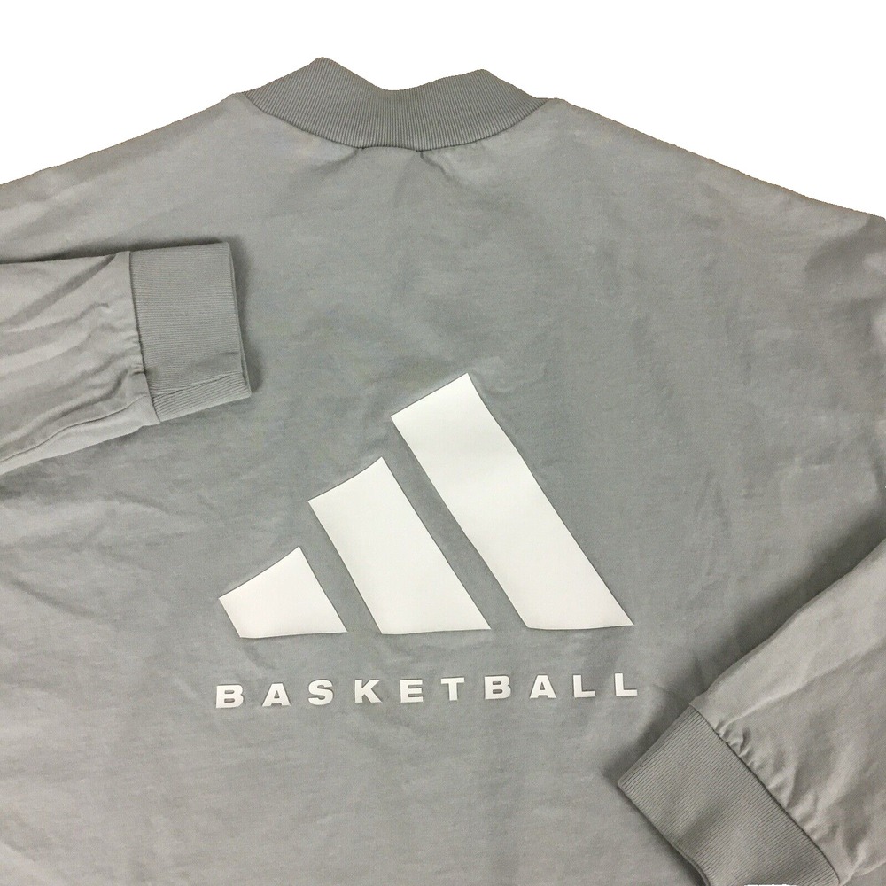 Adidas Basketball Mens Large Gray Mock Neck Long Sleeve Graphic T-Shirt L